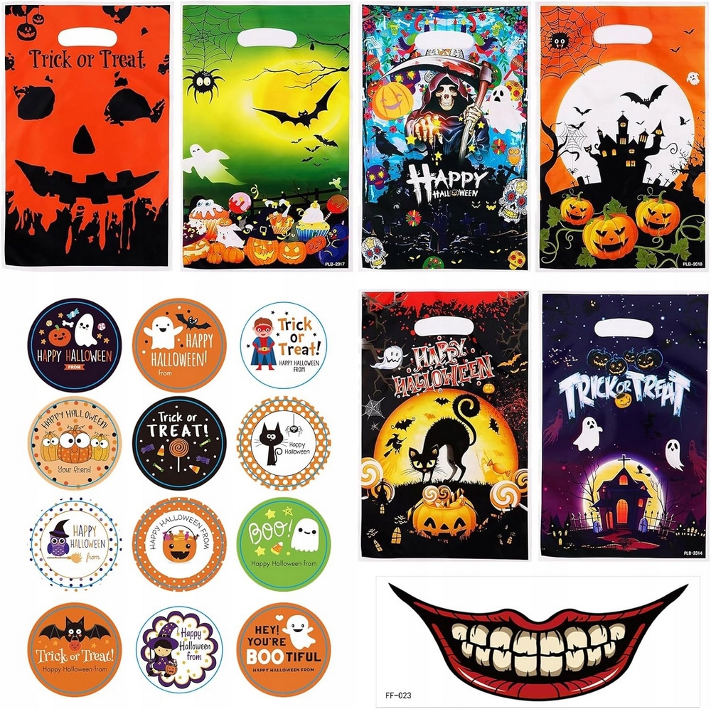 HALLOWEENSKÉ NÁLEPKY + CUKROVINOVÉ TAŠKY OZDOBY HALLOWEENSKÉ OZDOBY